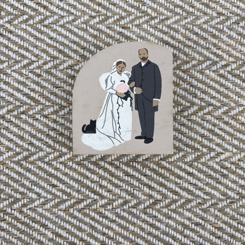 Cat's Meow Wedding Couple Bride Groom Wooden Shelf Sitter